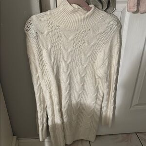 Elegant White Cable Knit Sweater dress
